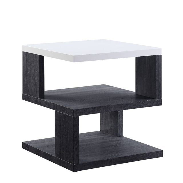 Acme - Pancho End Table 82172 White High Gloss Top & Gray Finish