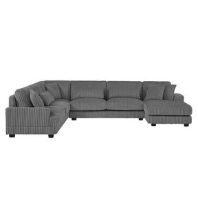 Modern Oversized U-shaped Sectional Sofa with Chaise Lounge in Dark Gray Corduroy, 129' - sold by Home Elegance USA