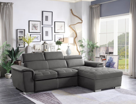 Ferriday Gray Sleeper Sectional with Pull-Out Bed & Storage – Homelegance - sold by Home Elegance USA