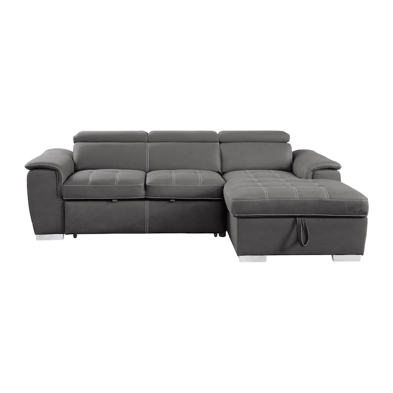Ferriday Gray Sleeper Sectional with Pull-Out Bed & Storage – Homelegance - sold by Home Elegance USA