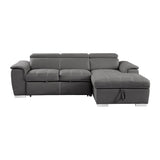 Ferriday Gray Sleeper Sectional with Pull-Out Bed & Storage – Homelegance - sold by Home Elegance USA
