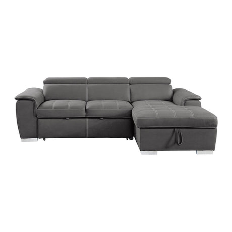 Ferriday Gray Sleeper Sectional with Pull-Out Bed & Storage – Homelegance - sold by Home Elegance USA