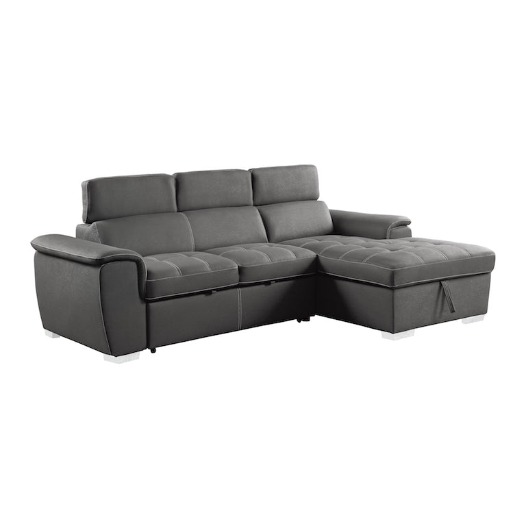 Ferriday Gray Sleeper Sectional with Pull-Out Bed & Storage – Homelegance - sold by Home Elegance USA