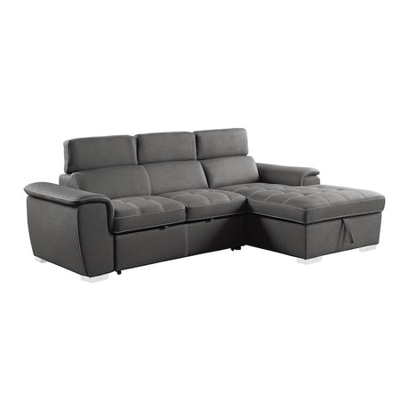 Ferriday Gray Sleeper Sectional with Pull-Out Bed & Storage – Homelegance - sold by Home Elegance USA