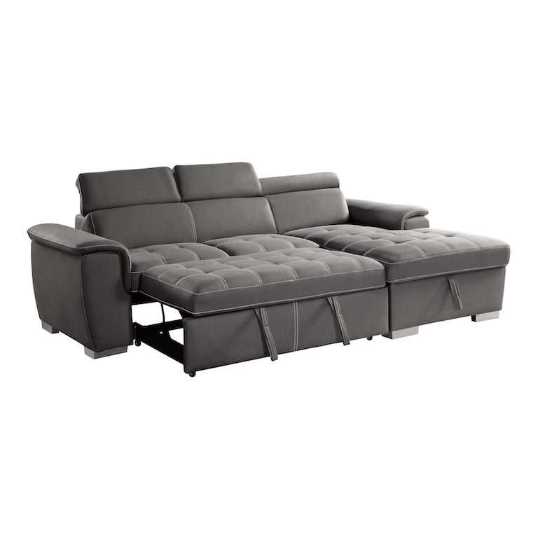 Ferriday Gray Sleeper Sectional with Pull-Out Bed & Storage – Homelegance - sold by Home Elegance USA