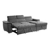 Ferriday Gray Sleeper Sectional with Pull-Out Bed & Storage – Homelegance - sold by Home Elegance USA
