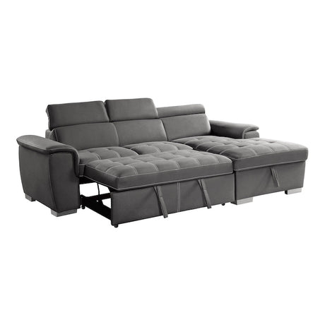 Ferriday Gray Sleeper Sectional with Pull-Out Bed & Storage – Homelegance - sold by Home Elegance USA