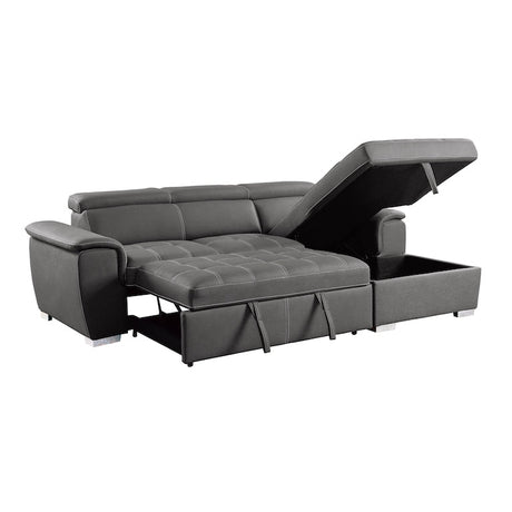 Ferriday Gray Sleeper Sectional with Pull-Out Bed & Storage – Homelegance - sold by Home Elegance USA