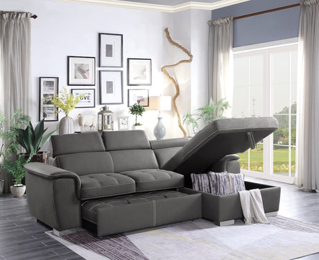 Ferriday Gray Sleeper Sectional with Pull-Out Bed & Storage – Homelegance - sold by Home Elegance USA