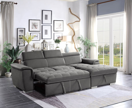 Ferriday Gray Sleeper Sectional with Pull-Out Bed & Storage – Homelegance - sold by Home Elegance USA