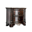 Genuine Marble Top Nightstand with 2 Drawers, Brown Cherry