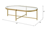 Acme - Charrot Coffee Table 82305 Clear Glass Top & Gold Finish