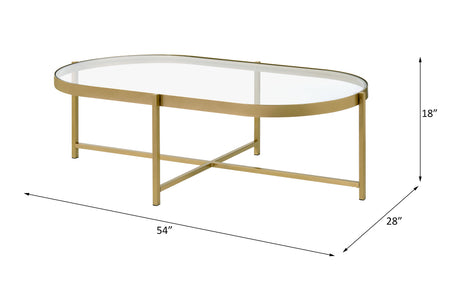 Acme - Charrot Coffee Table 82305 Clear Glass Top & Gold Finish