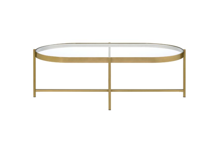 Acme - Charrot Coffee Table 82305 Clear Glass Top & Gold Finish