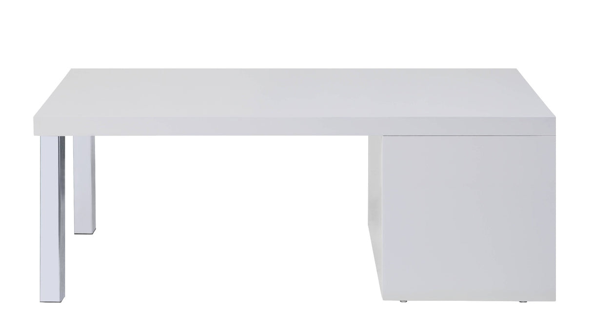 Acme - Harta Coffee Table 82330 White High Gloss & Chrome Finish