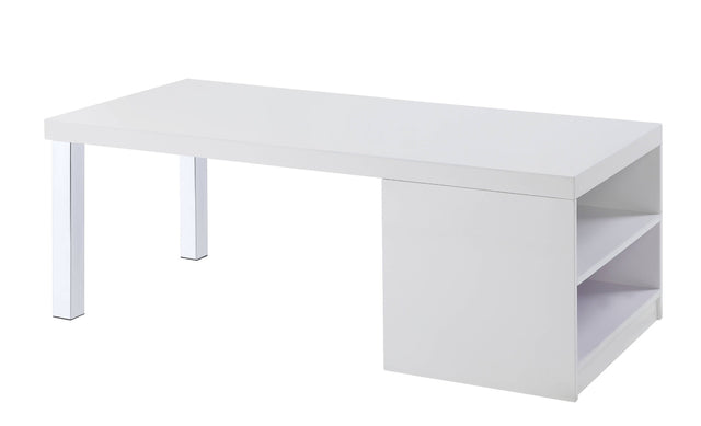 Acme - Harta Coffee Table 82330 White High Gloss & Chrome Finish