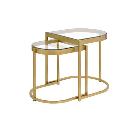 Acme - Timbul Nesting Table Set 82340 Clear Glass & Gold Finish
