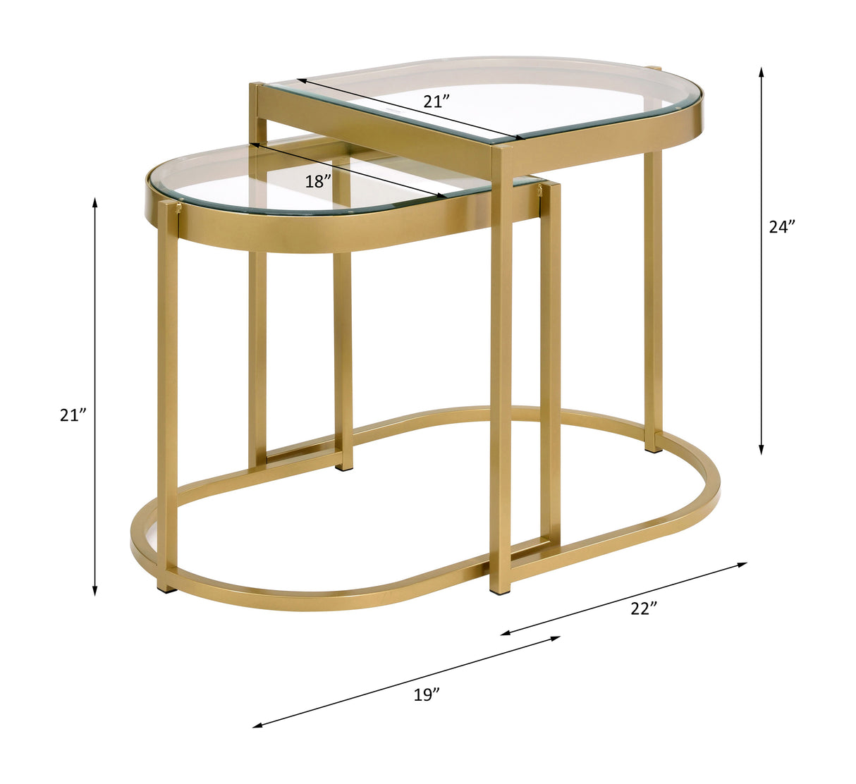 Acme - Timbul Nesting Table Set 82340 Clear Glass & Gold Finish