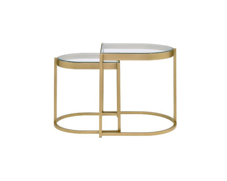 Acme - Timbul Nesting Table Set 82340 Clear Glass & Gold Finish