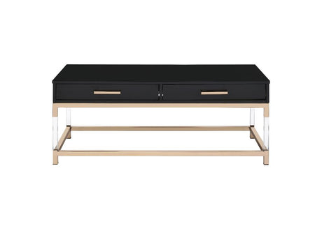 Adiel Coffee Table 82345 Black High Gloss & Gold Finish | Acme - 82345 - Home Elegance USA - 4