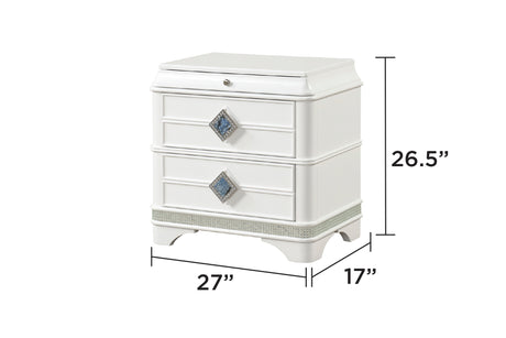 Laguna Modern Style 5 Pc Queen Upholstered Bedroom Set Made with Wood and Crystal Accents in White(CA INVENTORY) - sold by Home Elegance USA