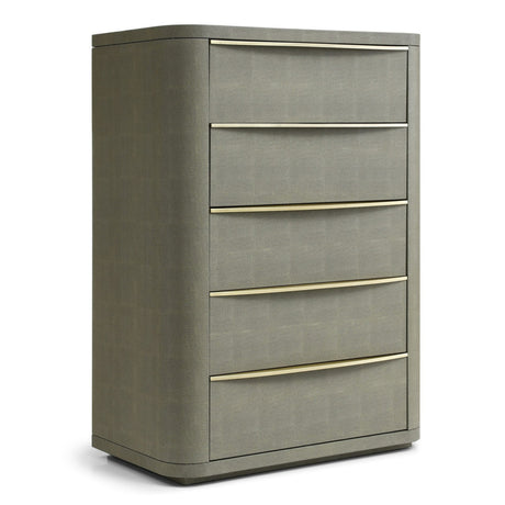 Lois - Modern Beige Shagreen + Brass Chest - View Image 1