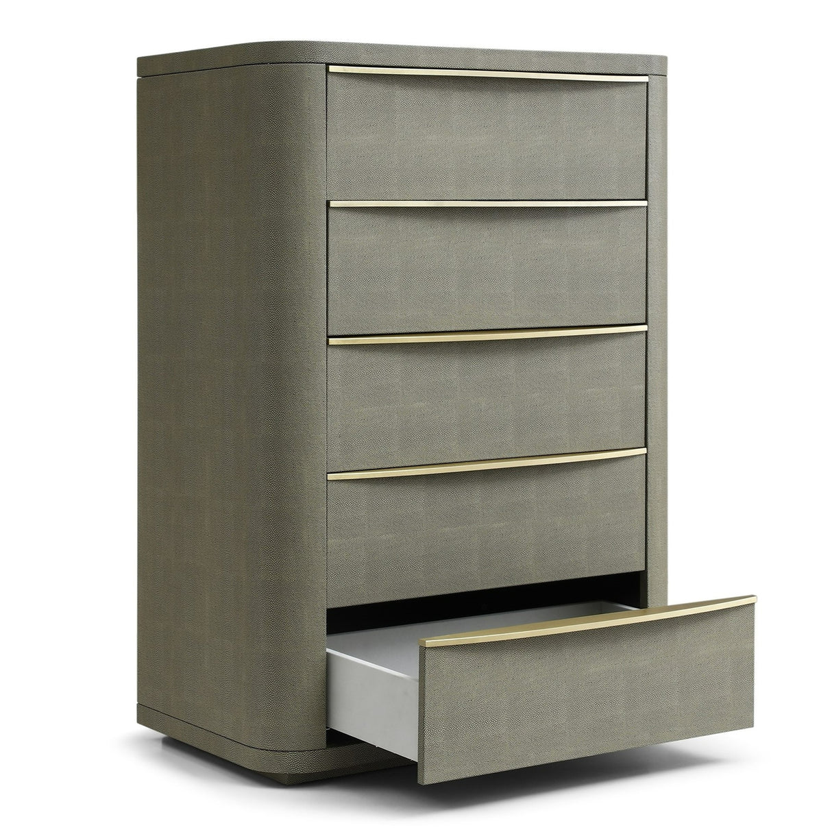 Lois - Modern Beige Shagreen + Brass Chest - View Image 1