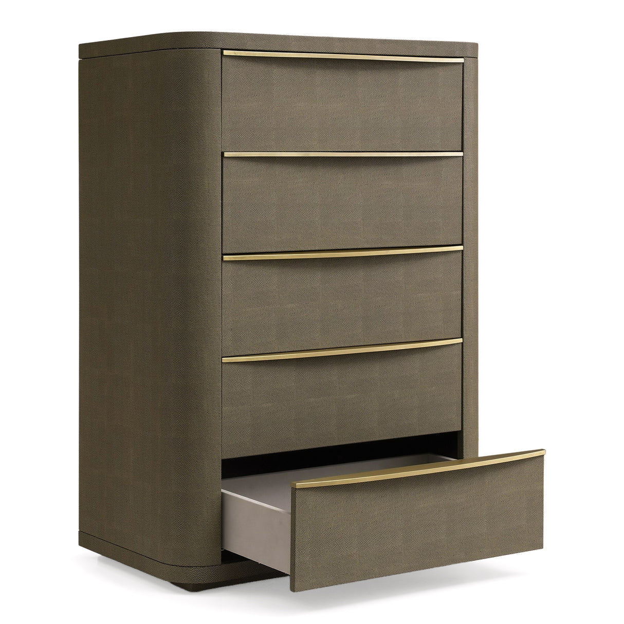 Lois - Modern Beige Shagreen + Brass Chest - View Image 1