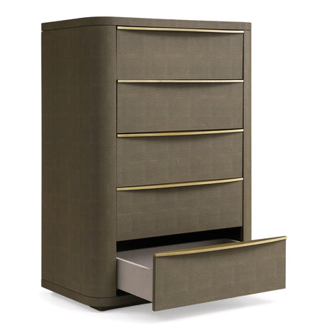 Lois - Modern Beige Shagreen + Brass Chest - View Image 1