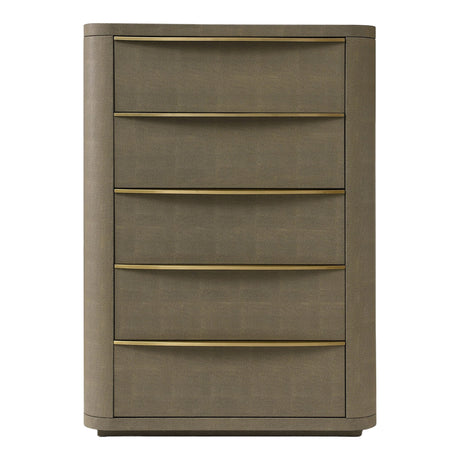 Lois - Modern Beige Shagreen + Brass Chest - View Image 1