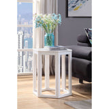 Acme - Reon 2PC Pack Accent Table Set 82462 Marble Top & White Finish