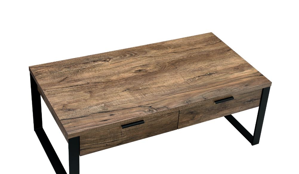 Aflo Coffee Table 82470 Weathered Oak & Black Finish | Acme - 82470 - Home Elegance USA - 4