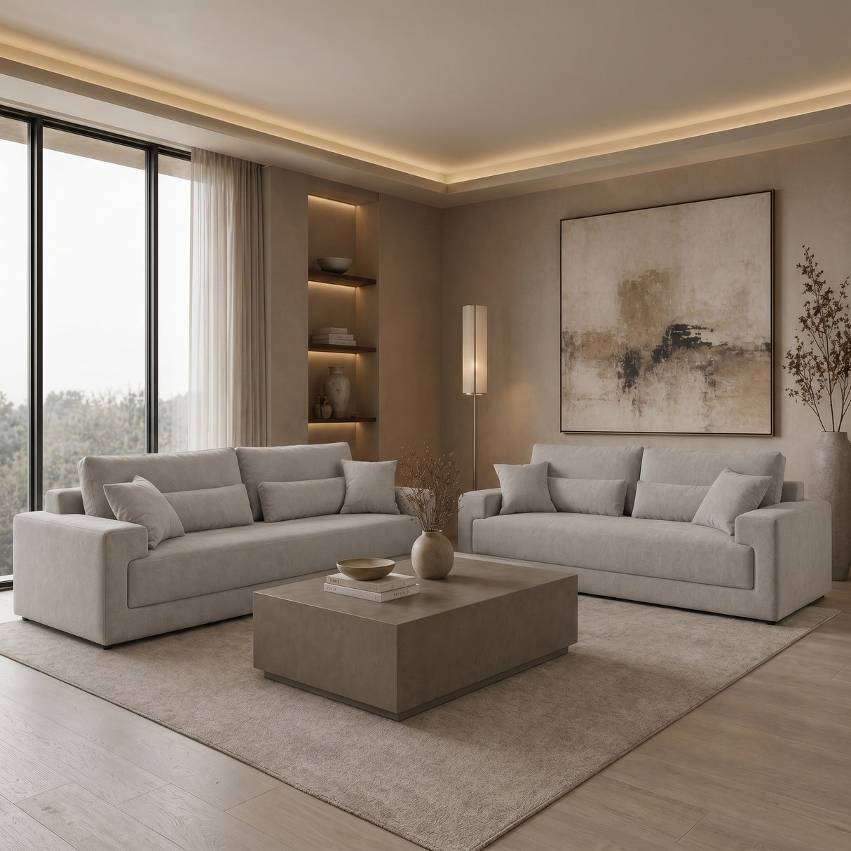 Loki - Modern Grey Fabric 4-Seat Sofa - View Image 1