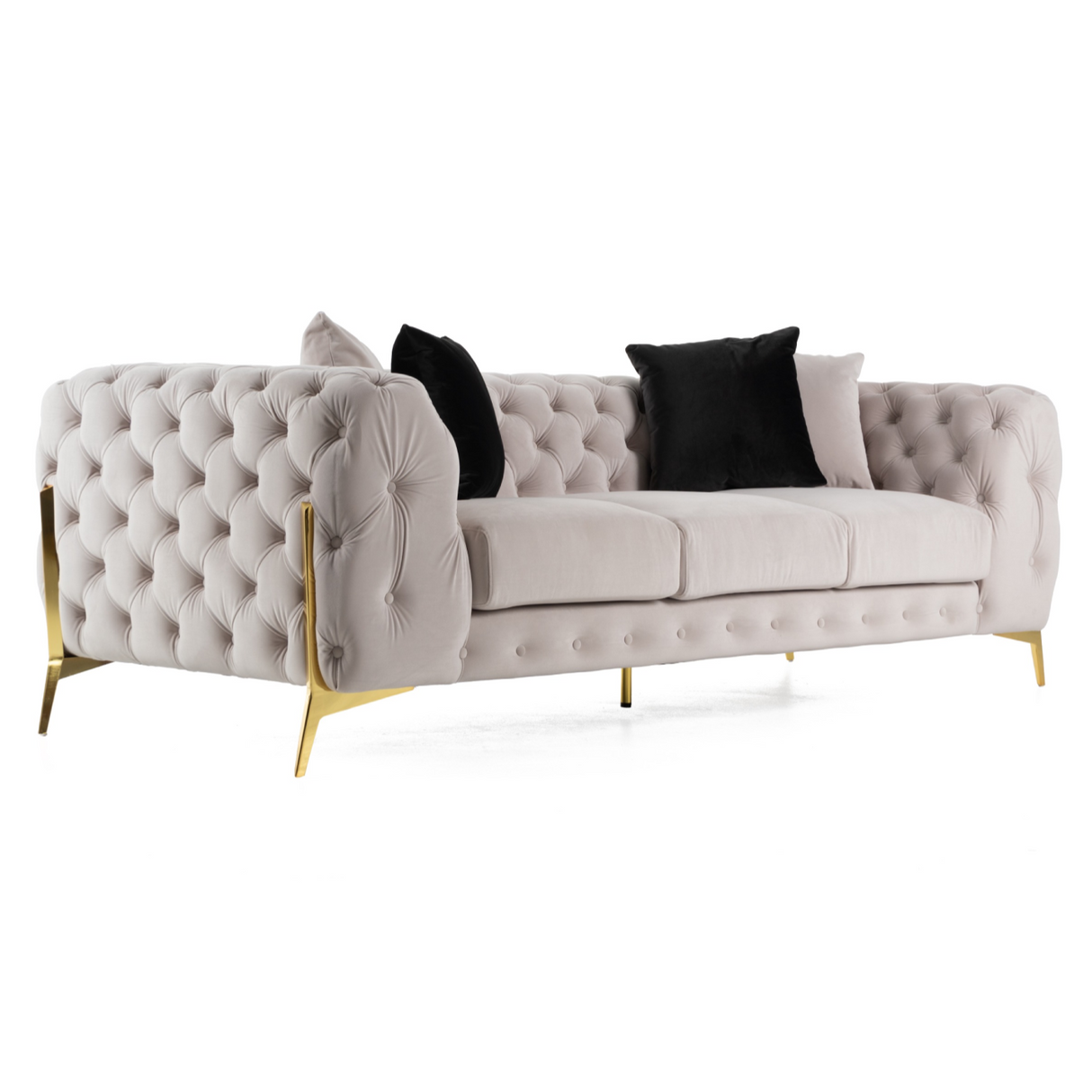 Clarice - Transitional Light Beige Velvet Sofa - View Image 1