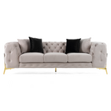 Clarice - Transitional Light Beige Velvet Sofa - View Image 1