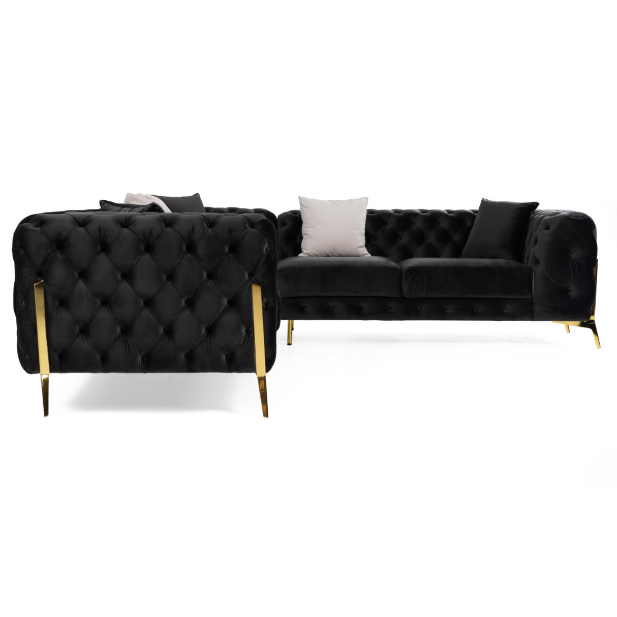 Clarice - Transitional Black Velvet Sectional Sofa - View Image 1
