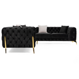 Clarice - Transitional Black Velvet Sectional Sofa - View Image 1
