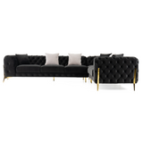 Clarice - Transitional Black Velvet Sectional Sofa - View Image 1