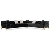 Clarice - Transitional Black Velvet Sectional Sofa - View Image 1