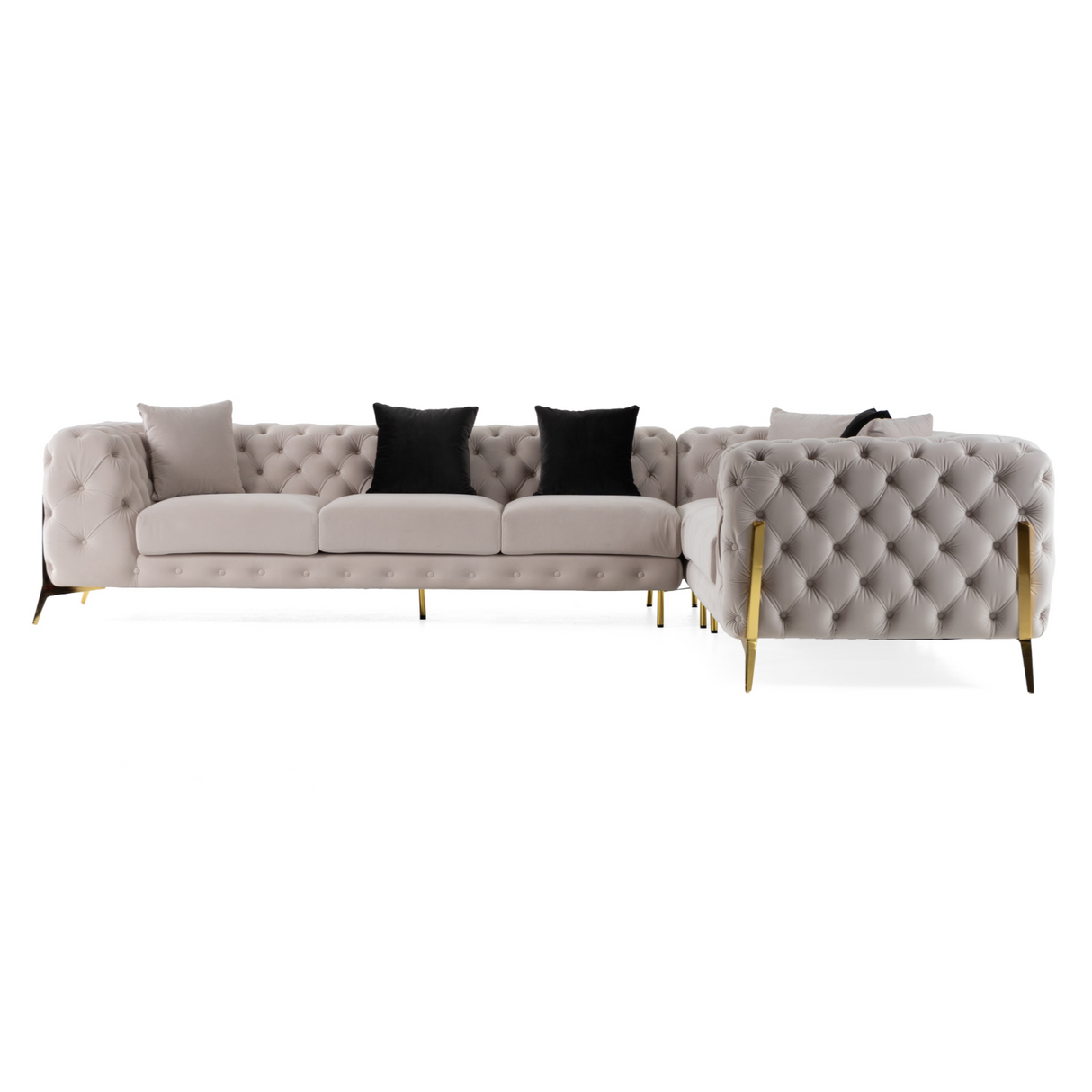 Clarice - Transitional Light Beige Velvet Sectional Sofa - View Image 1