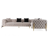 Clarice - Transitional Light Beige Velvet Sectional Sofa - View Image 1