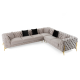 Clarice - Transitional Light Beige Velvet Sectional Sofa - View Image 1