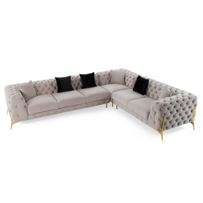 Clarice - Transitional Light Beige Velvet Sectional Sofa - View Image 1