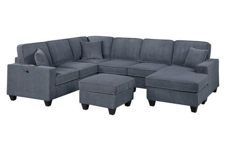 Dark Gray Finish  LAF Loveseat With USB Port Modern style 5pc Sectional Set Corner Wedge Armless Chair Cocktail Ottoman RAF Loveseat With Storage Primary Living Room - sold by Home Elegance USA
