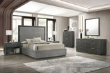 Eastern King Santa Barbara + Santa Monica - Modern Grey Fabric + Grey Wash Bedroom Set - View Image 1