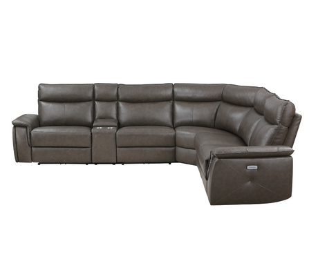 Moroni 6-Piece Modular Power Reclining Sectional With Power Headrests In Dark Brown 8259Rfdb*6Scpwh | Homelegance - sold by Home Elegance USA