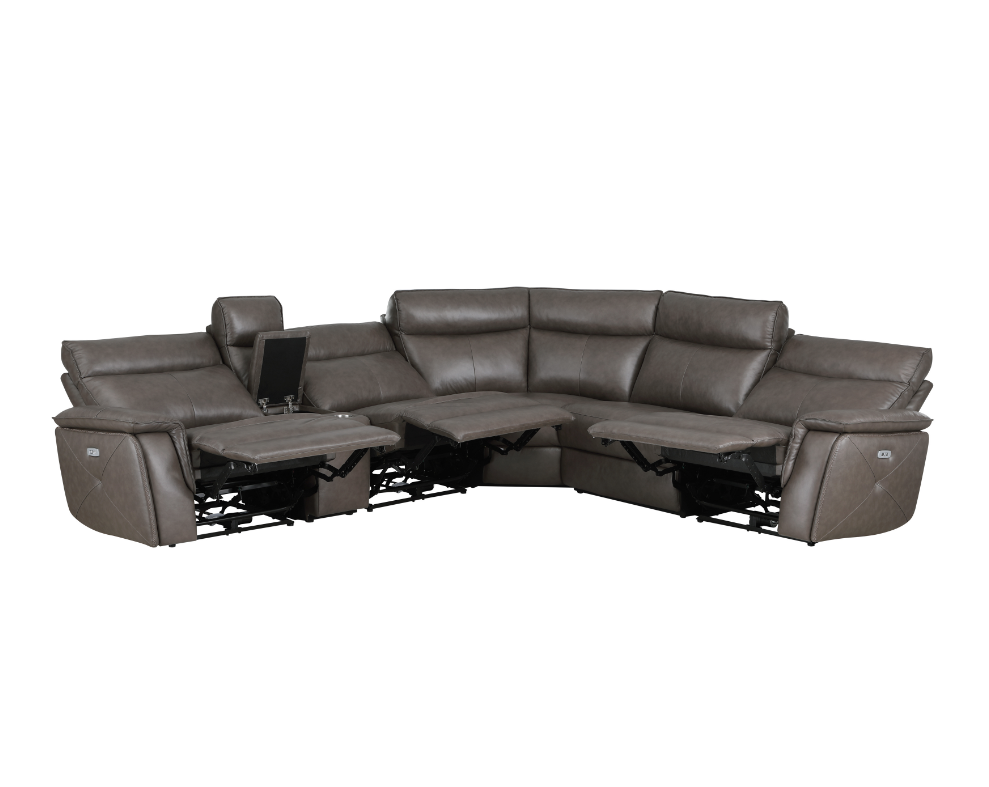 Moroni 6-Piece Modular Power Reclining Sectional With Power Headrests In Dark Brown 8259Rfdb*6Scpwh | Homelegance