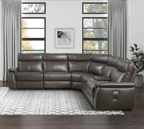 Moroni 6-Piece Modular Power Reclining Sectional With Power Headrests In Dark Brown 8259Rfdb*6Scpwh | Homelegance - sold by Home Elegance USA