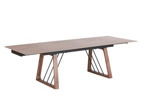 Emmond - Mid-Century Modern Ceramic + Walnut Extendable Dining Table - View Image 1