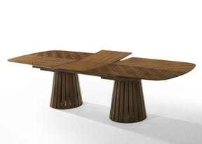Truman - Mid-Century Modern Walnut Extendable Dining Table + 8 Chairs Set - View Image 1